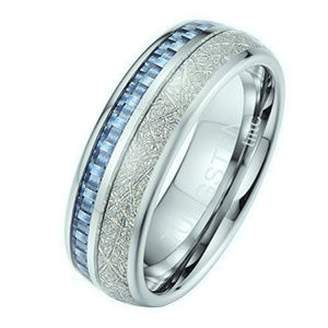 tiitc Tungsten Rings for Men Women, Meteorite Mens